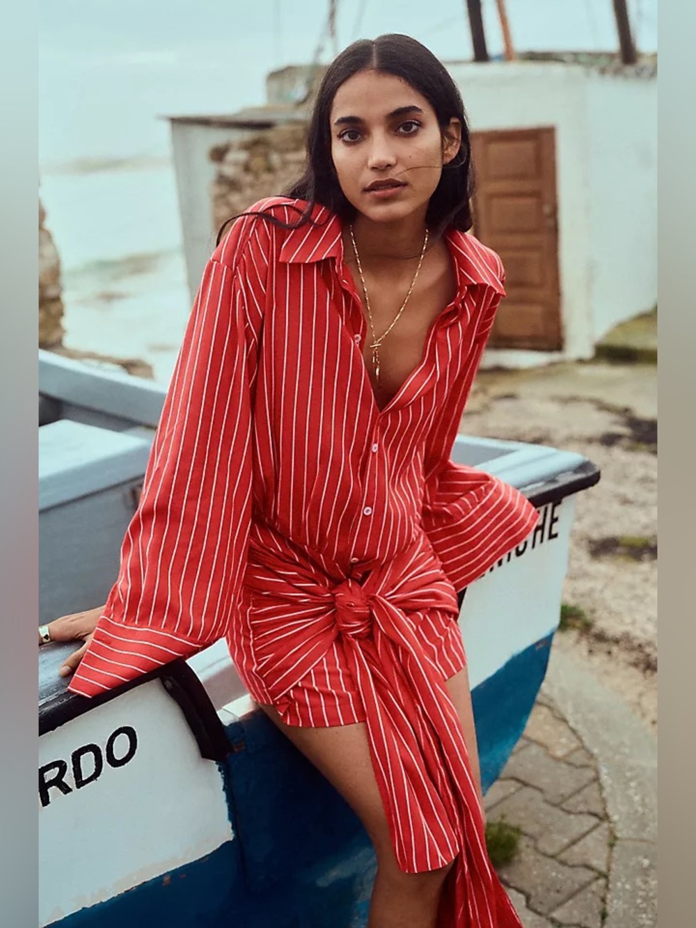 Bardot Malira Long-Sleeve Mini Shirt Dress